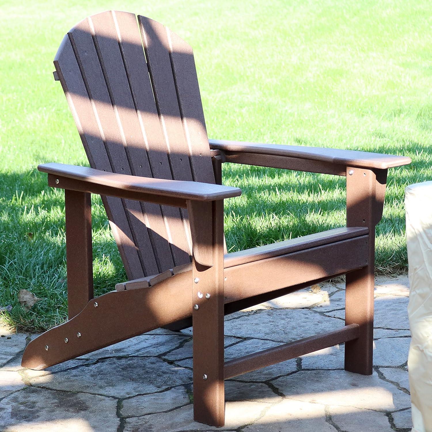 image:imageSunnydaze AllWeather Upright Adirondack Chair for Patio or Yard 300Pound Capacity 3825Inch BrownBrown