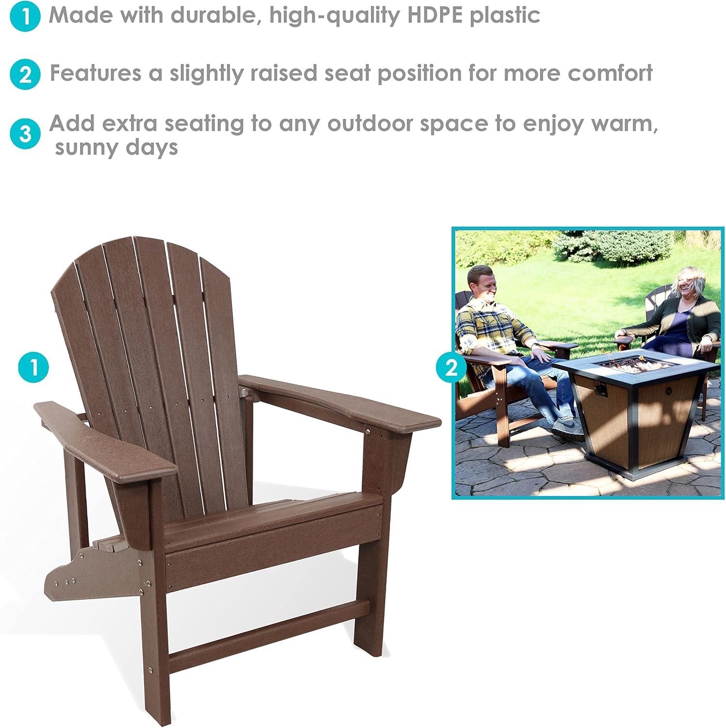 image:imageSunnydaze AllWeather Upright Adirondack Chair for Patio or Yard 300Pound Capacity 3825Inch BrownBrown