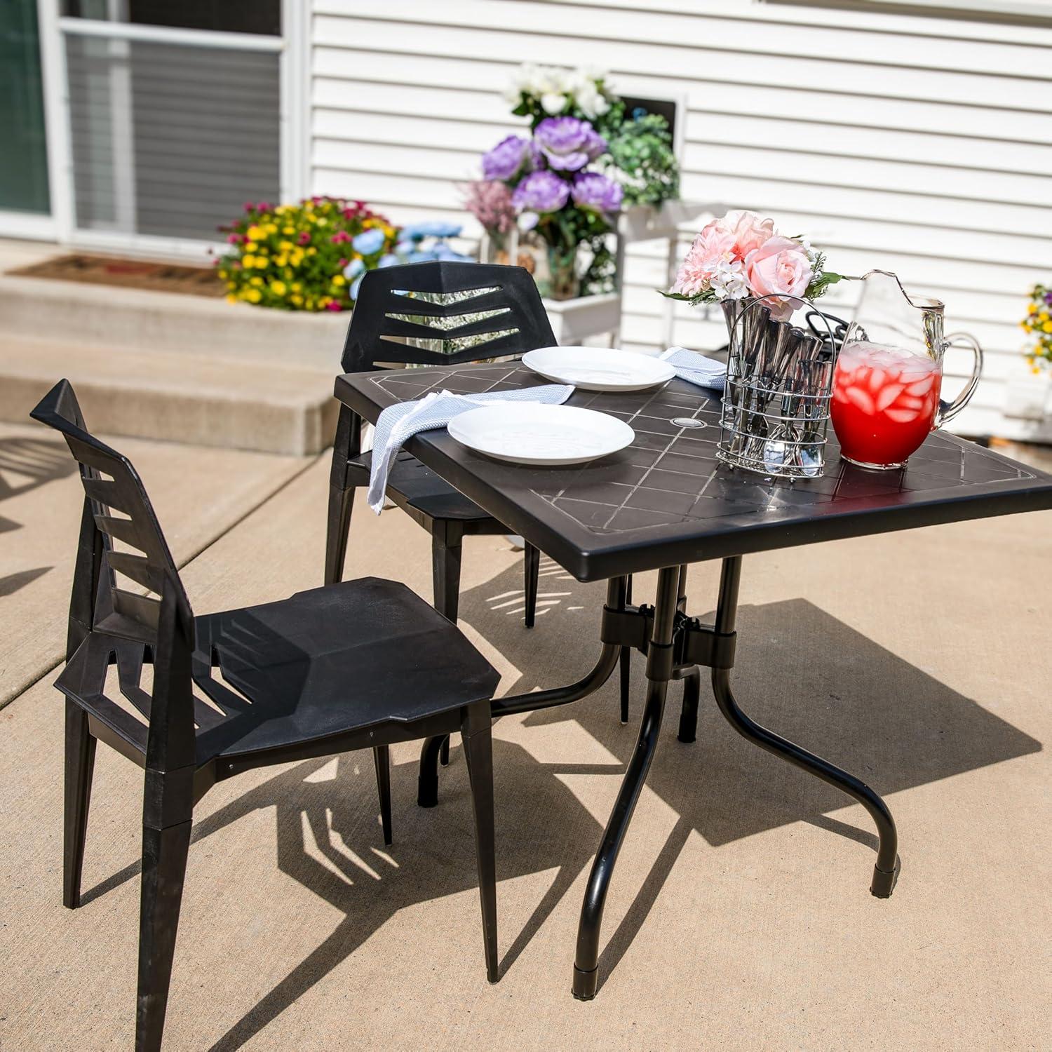 image:imageSunnydaze Plastic Outdoor Dining Chair Matisse Polypropylene AllWeather Patio Chair for The Kitchen Porch or Deck WhiteBlack