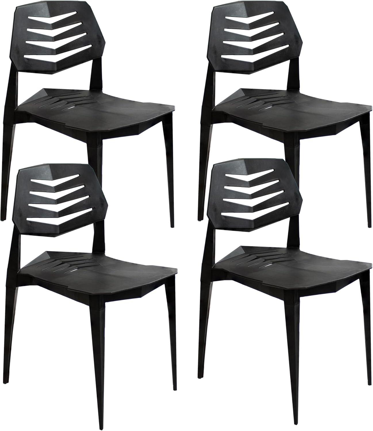 image:imageSunnydaze Plastic Outdoor Dining Chair Matisse Polypropylene AllWeather Patio Chair for The Kitchen Porch or Deck WhiteBlack