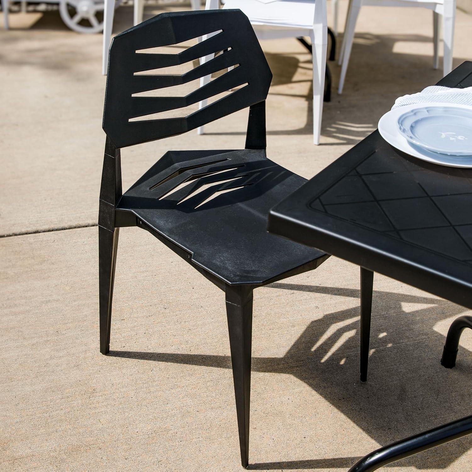 image:imageSunnydaze Plastic Outdoor Dining Chair Matisse Polypropylene AllWeather Patio Chair for The Kitchen Porch or Deck WhiteBlack