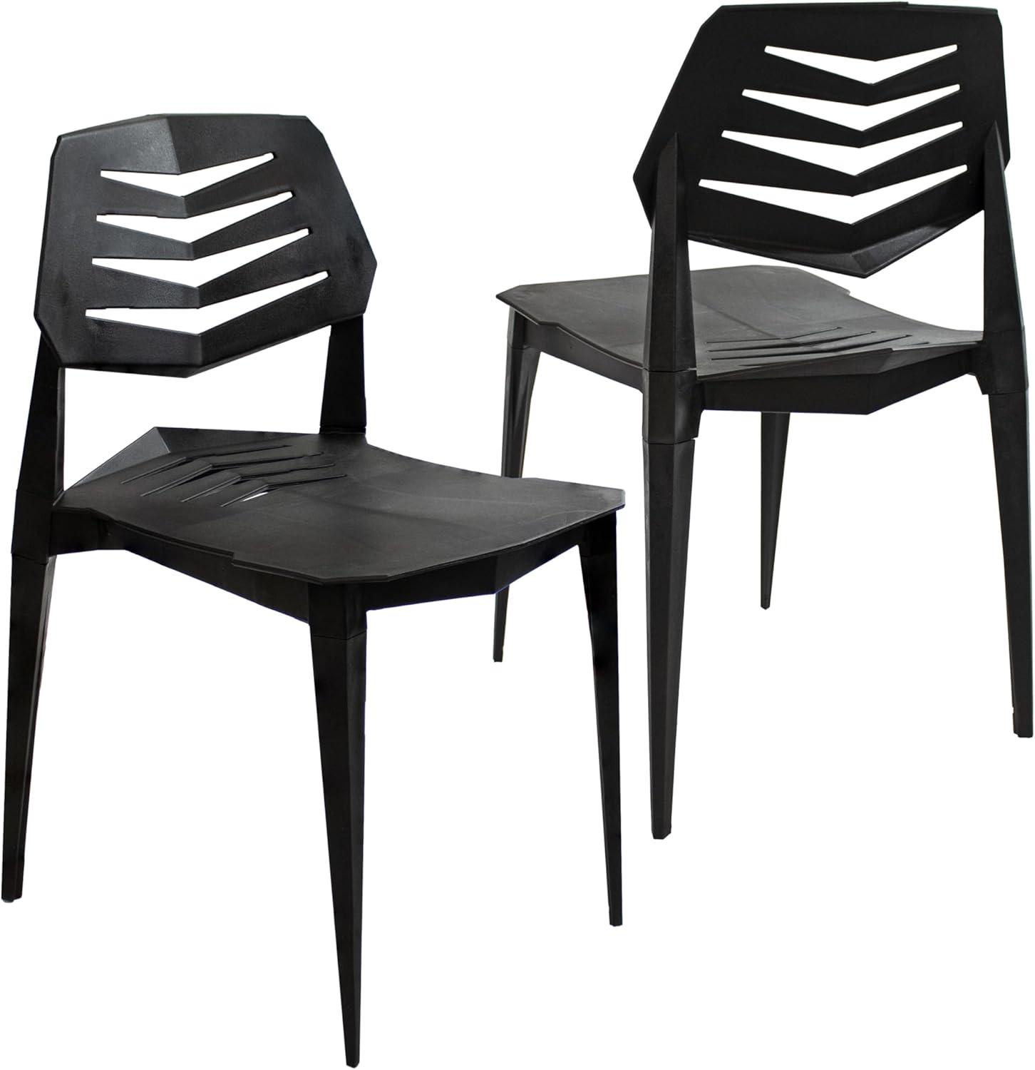 image:imageSunnydaze Plastic Outdoor Dining Chair Matisse Polypropylene AllWeather Patio Chair for The Kitchen Porch or Deck WhiteBlack