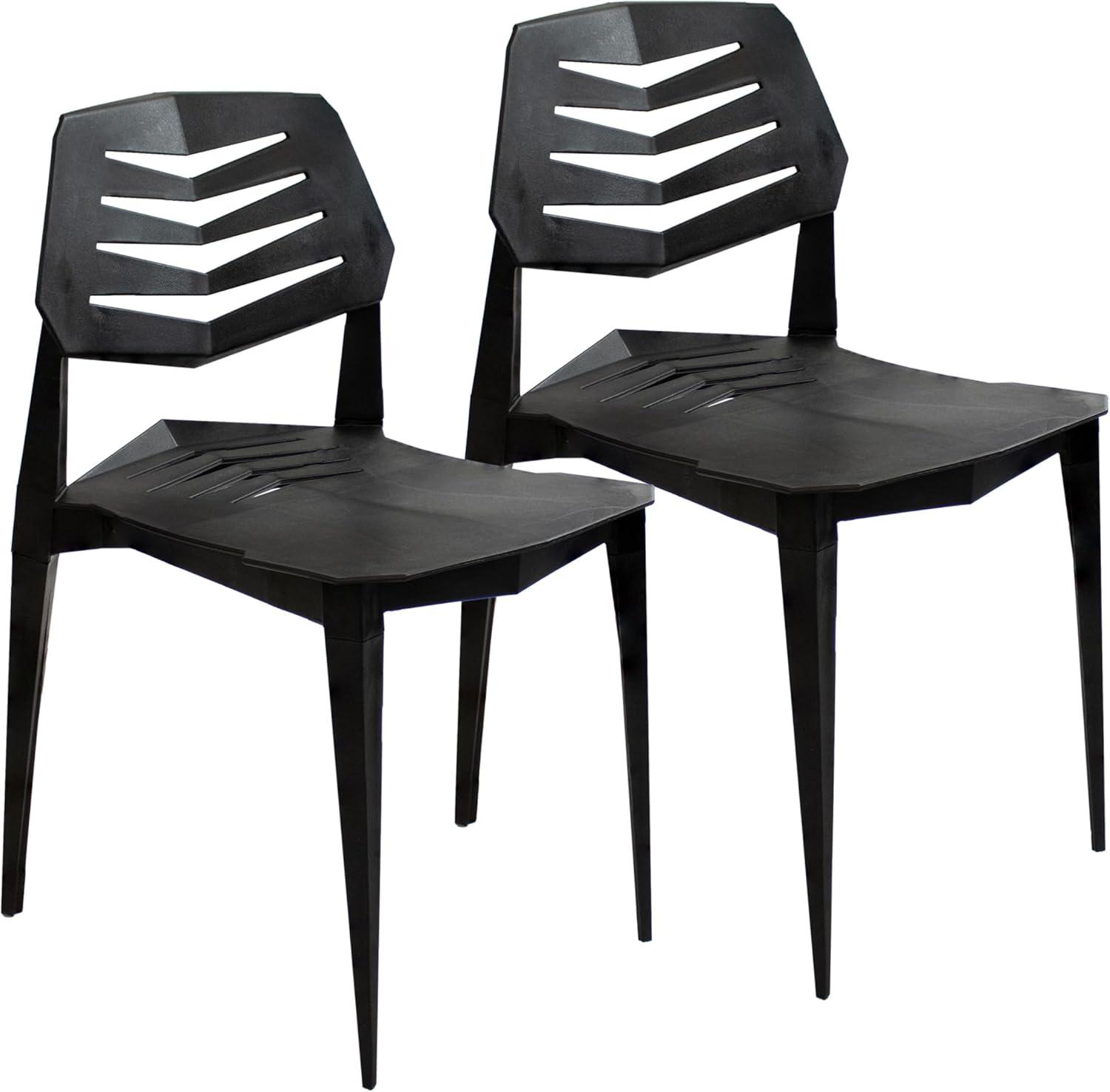 image:imageSunnydaze Plastic Outdoor Dining Chair Matisse Polypropylene AllWeather Patio Chair for The Kitchen Porch or Deck WhiteBlack