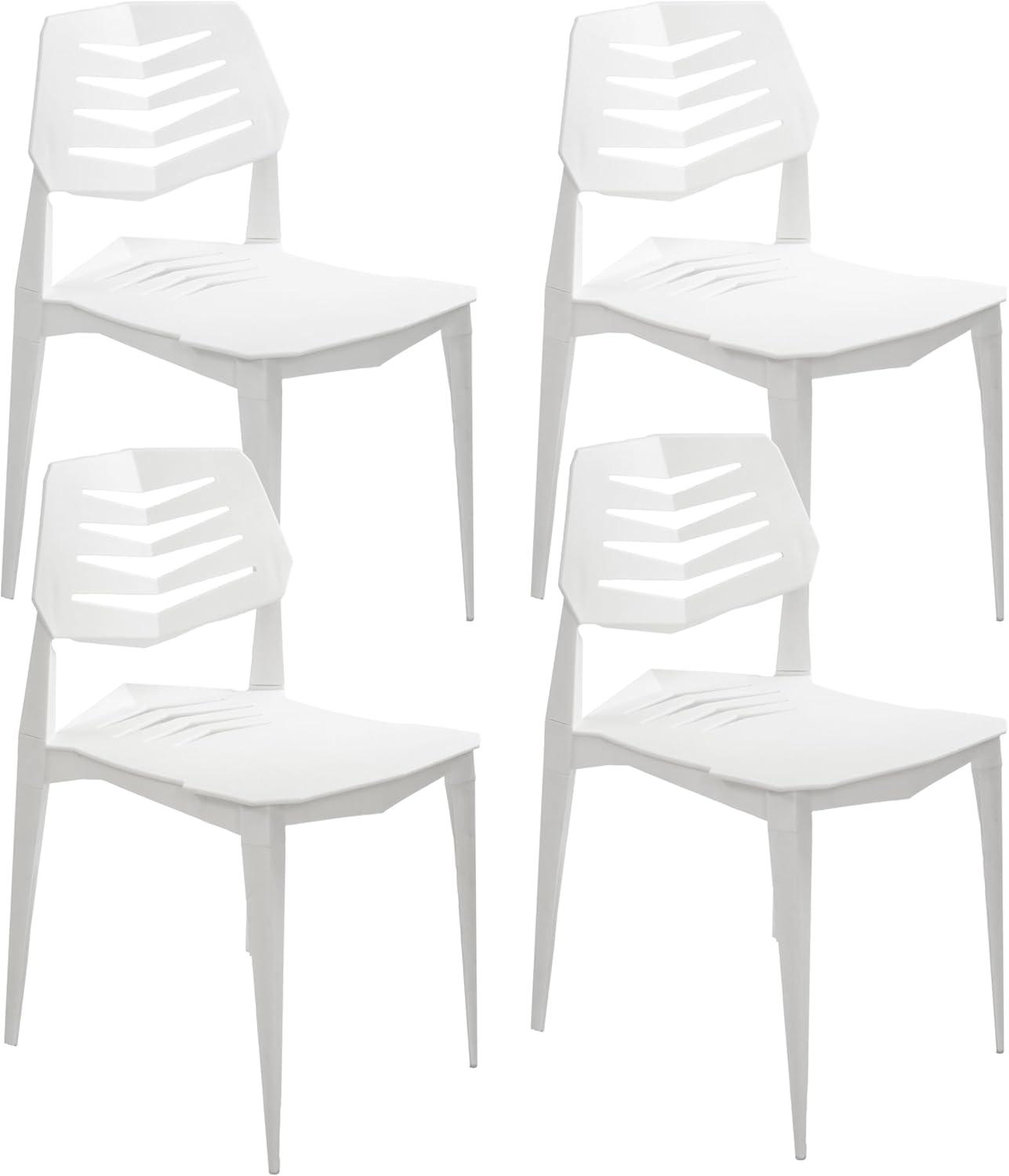 image:imageSunnydaze Plastic Outdoor Dining Chair Matisse Polypropylene AllWeather Patio Chair for The Kitchen Porch or Deck WhiteWhite