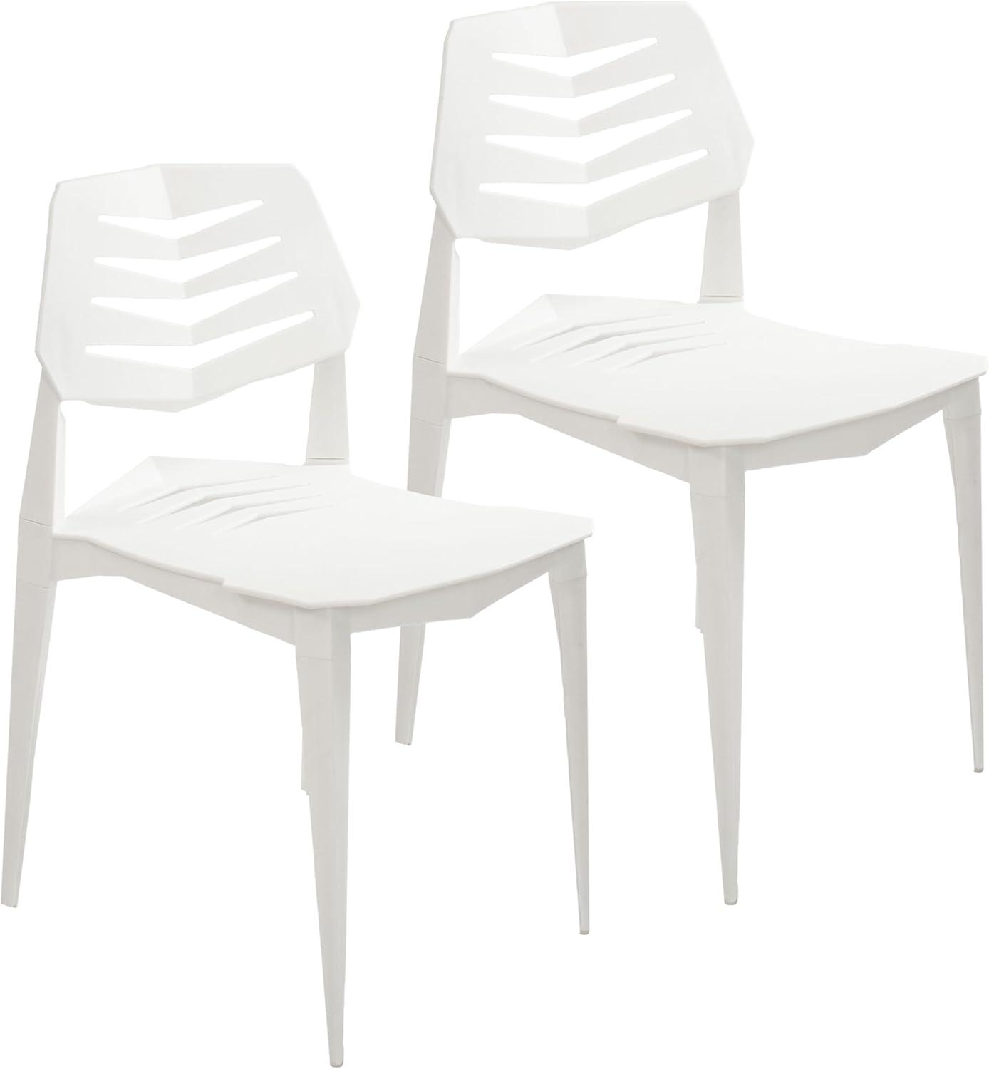 image:imageSunnydaze Plastic Outdoor Dining Chair Matisse Polypropylene AllWeather Patio Chair for The Kitchen Porch or Deck WhiteWhite