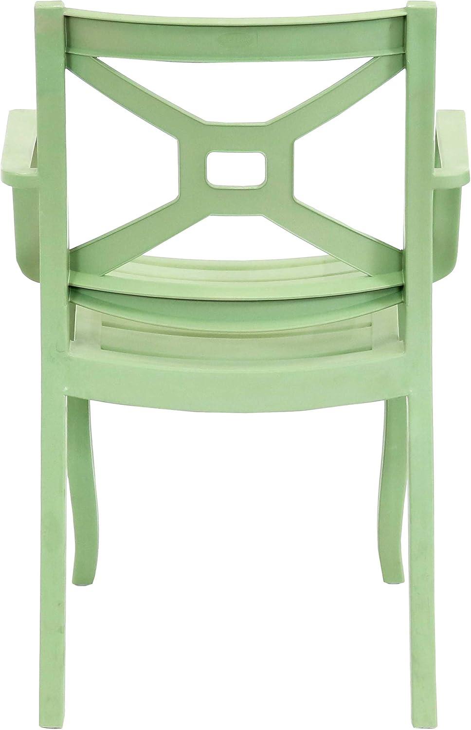 image:imageSunnydaze Tristana Plastic Outdoor Patio Arm Chair Set of 4 Stackable Seating GreenGreen