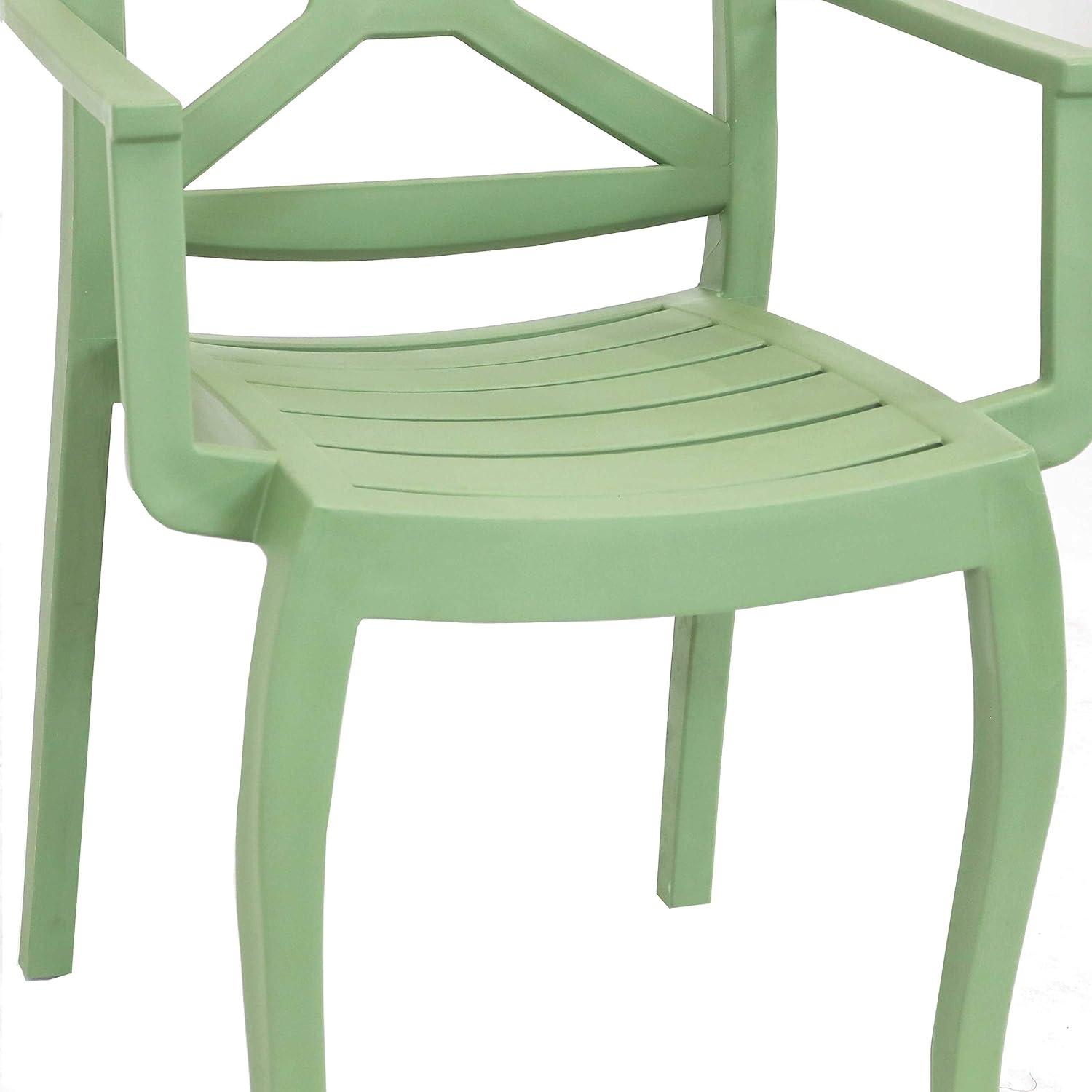image:imageSunnydaze Tristana Plastic Outdoor Patio Arm Chair Set of 4 Stackable Seating GreenGreen