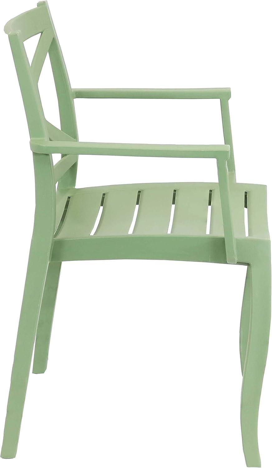 image:imageSunnydaze Tristana Plastic Outdoor Patio Arm Chair Set of 4 Stackable Seating GreenGreen