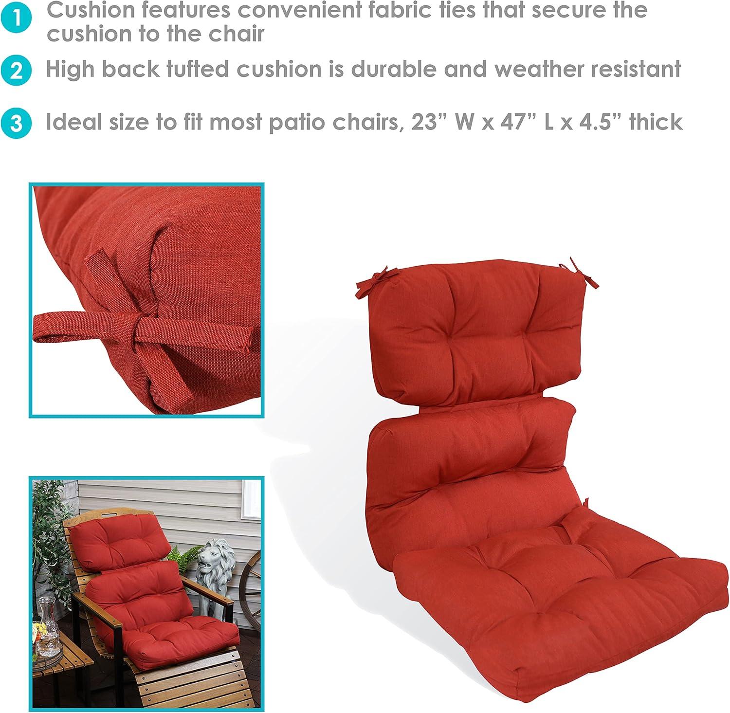 image:imageSunnydaze Tufted High Back Chair Cushion 23 Inches Wide x 47 Inches Long 300 D Olefin Fabric with Polyester Fill BlueRed