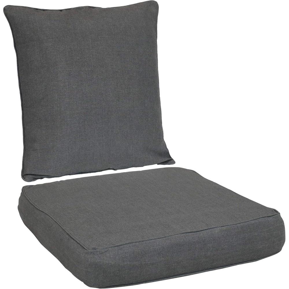 image:imageSunnydaze 2Piece IndoorOutdoor Back and Seat Cushion Set for Deep Seating Patio Chair  GrayGray