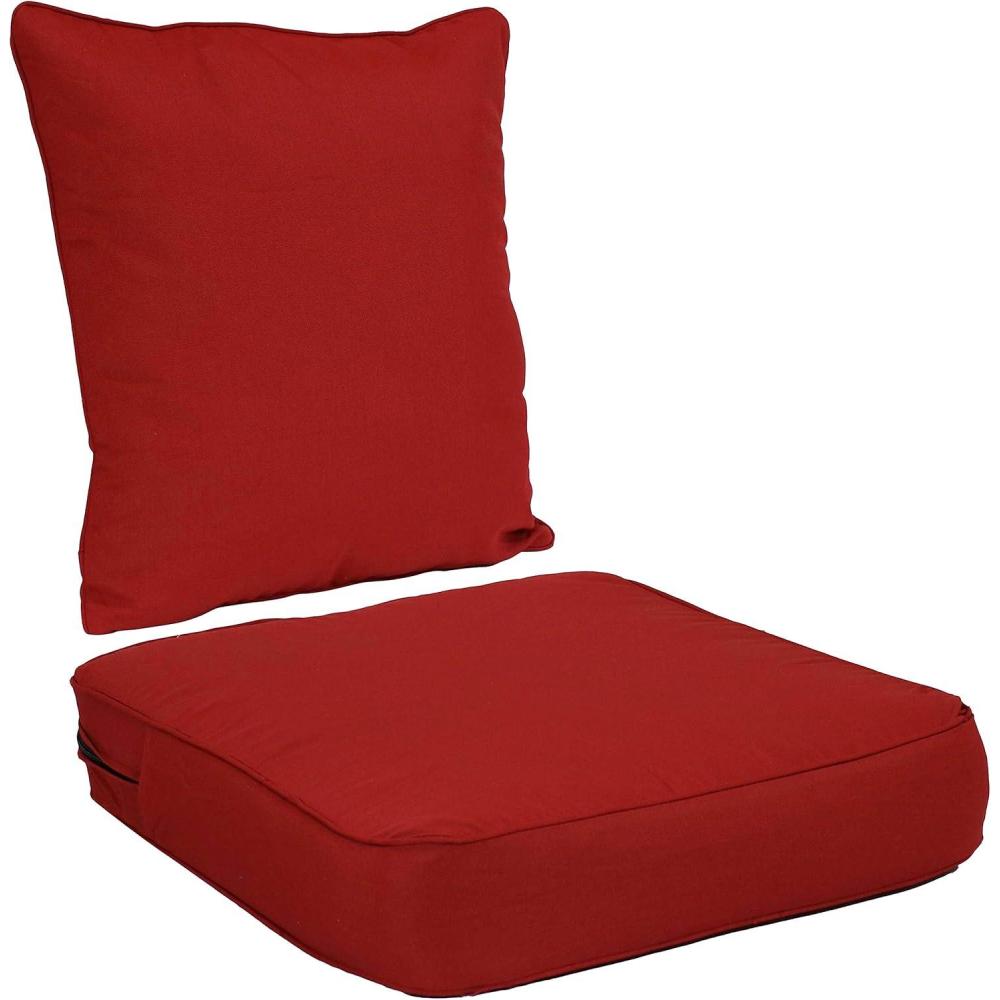 image:imageSunnydaze 2Piece IndoorOutdoor Back and Seat Cushion Set for Deep Seating Patio Chair  GrayRed