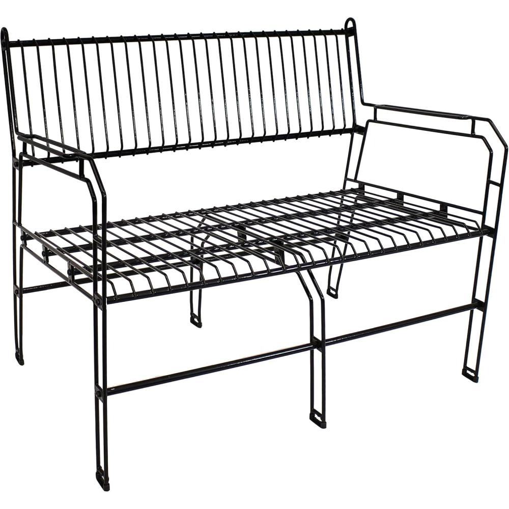 image:imageSunnydaze 3075Inch H 2Person Modern Steel Wire Outdoor Bench 370Pound Weight Capacity Indoor and Outdoor Use Black