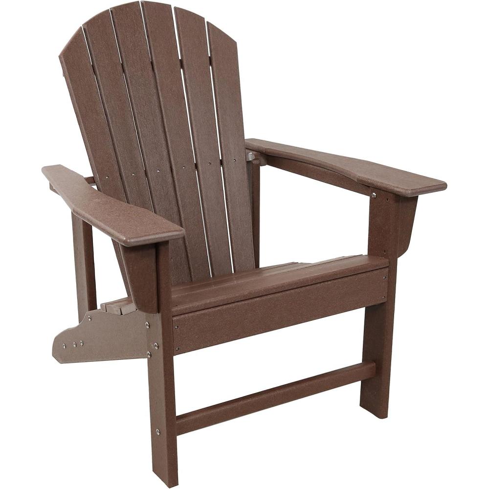 image:imageSunnydaze AllWeather Upright Adirondack Chair for Patio or Yard 300Pound Capacity 3825Inch BrownBrown