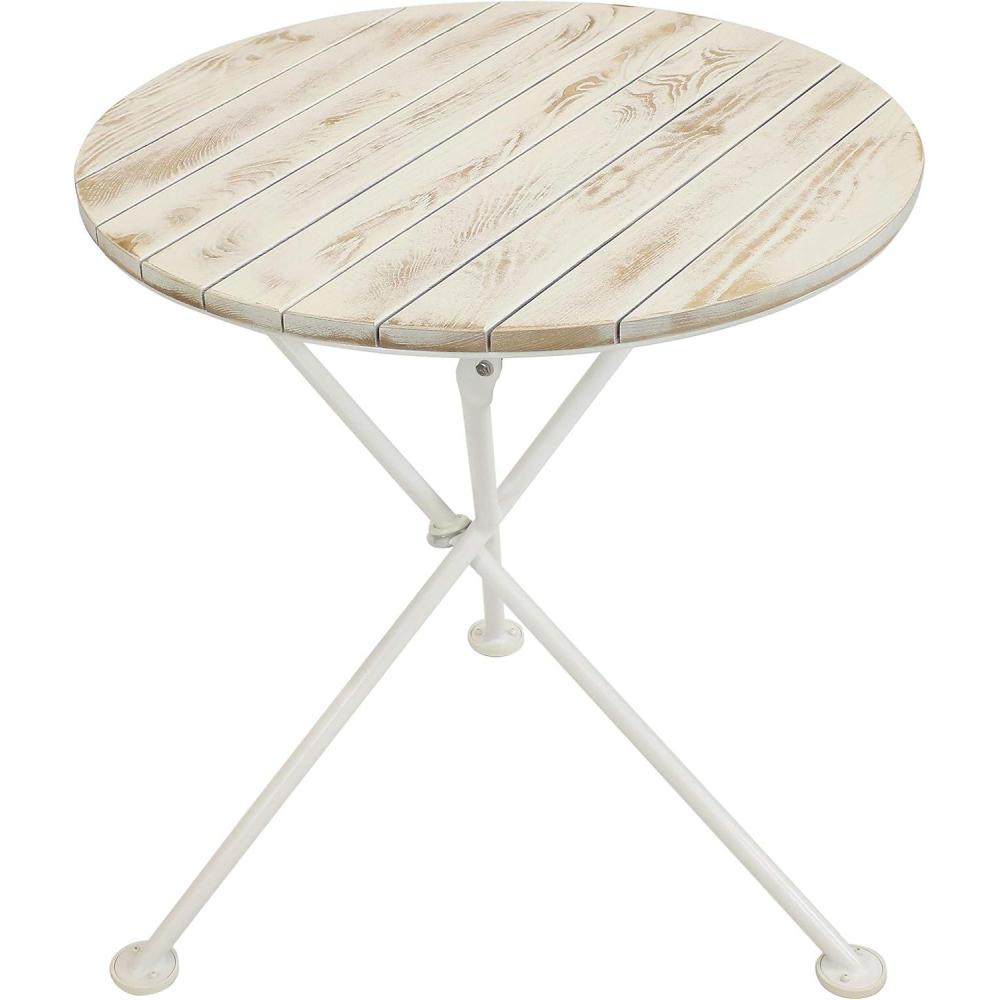 image:imageSunnydaze French Country Wood Round Bistro Table Portable White Folding Table for Indoor or Outdoor Use 28 Round