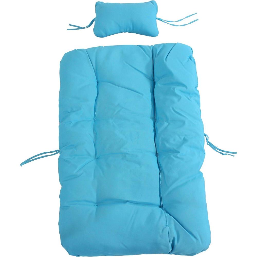image:imageSunnydaze Julia Polyester Egg Chair Cushions  1 Chair Cushion and 1 Headrest Pillow with Ties  BlueBlue