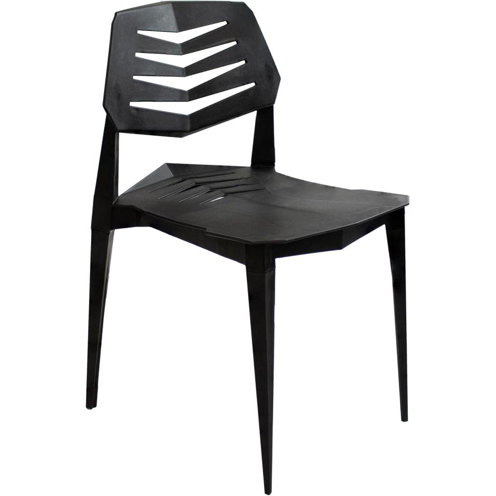 image:imageSunnydaze Plastic Outdoor Dining Chair Matisse Polypropylene AllWeather Patio Chair for The Kitchen Porch or Deck WhiteBlack