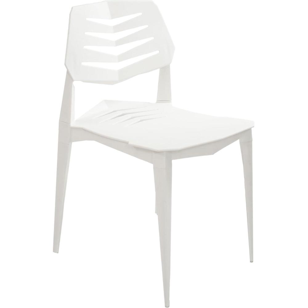 image:imageSunnydaze Plastic Outdoor Dining Chair Matisse Polypropylene AllWeather Patio Chair for The Kitchen Porch or Deck WhiteWhite