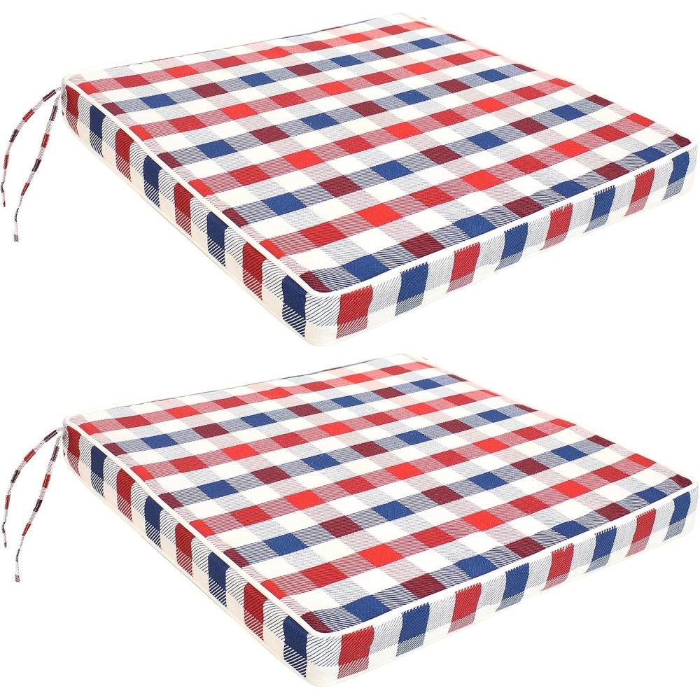 image:imageSunnydaze Square IndoorOutdoor Seat Cushions with Ties Set of Two 17Inch Square Chair Pads Fits a Variety of Dining and Patio Chairs Perfect for the Kitchen or Deck AmericanoAmericano