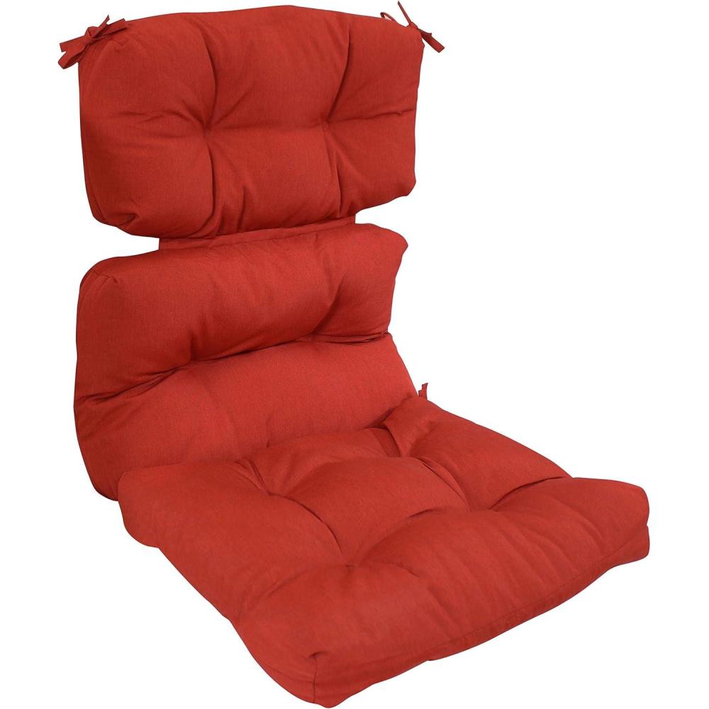 image:imageSunnydaze Tufted High Back Chair Cushion  23 Inches Wide x 47 Inches Long  300 D Olefin Fabric with Polyester Fill  BlueRed