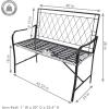 Sunnydaze 2-Person Outdoor Garden Bench – Argyle Diamond Iron Patio Bench – Black – 42.25″ W
