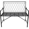 Sunnydaze 2-Person Outdoor Garden Bench – Argyle Diamond Iron Patio Bench – Black – 42.25″ W
