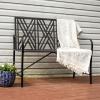 Sunnydaze 2-Person Outdoor Garden Bench – Geometric Lattice Iron Patio Bench – Black – 42″ W