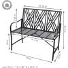 Sunnydaze 2-Person Outdoor Garden Bench – Geometric Lattice Iron Patio Bench – Black – 42″ W