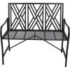 Sunnydaze 2-Person Outdoor Garden Bench – Geometric Lattice Iron Patio Bench – Black – 42″ W