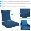 Sunnydaze 2-Piece Indoor/Outdoor Back and Seat Cushion Set for Deep Seating Patio Chair – Gray(Blue)