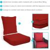 Sunnydaze 2-Piece Indoor/Outdoor Back and Seat Cushion Set for Deep Seating Patio Chair – Gray(Red)