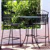 Sunnydaze 3-Piece Outdoor Wrought Iron Bar Chair and Table Set with Scrolling Design – 1 Table and 2 Chairs – Black