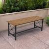 Sunnydaze 47.25-Inch x 15.25-Inch European Chestnut Wood Dining Bench with Black Powder-Coated Steel Frame – 420 lb Weight Capacity
