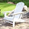 Sunnydaze Adirondack Chair with Cup Holder – Outdoor All-Weather Adirondack Chair for the Fire Pit, Patio, Campsite, or Yard – 300-Pound Capacity – White(White)