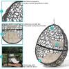 Sunnydaze Caroline Hanging Resin Wicker Egg Chair – 265-Pound Weight Capacity – Removable Beige Polyester Cushions(Beige)
