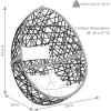 Sunnydaze Caroline Hanging Resin Wicker Egg Chair – 265-Pound Weight Capacity – Removable Beige Polyester Cushions(Grey)