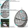 Sunnydaze Caroline Hanging Resin Wicker Egg Chair – 265-Pound Weight Capacity – Removable Beige Polyester Cushions(Grey)