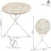 Sunnydaze French Country Wood Round Bistro Table – Portable White Folding Table for Indoor or Outdoor Use – 28″ Round