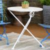 Sunnydaze French Country Wood Round Bistro Table – Portable White Folding Table for Indoor or Outdoor Use – 28″ Round