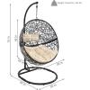 Sunnydaze Jackson Resin Wicker Hanging Egg Chair with Steel Stand – 265-Pound Weight Capacity – Includes Beige Cushions(Beige Cushions)