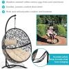 Sunnydaze Jackson Resin Wicker Hanging Egg Chair with Steel Stand – 265-Pound Weight Capacity – Includes Beige Cushions(Beige Cushions)