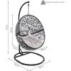 Sunnydaze Jackson Resin Wicker Hanging Egg Chair with Steel Stand – 265-Pound Weight Capacity – Includes Beige Cushions(Gray Cushions)