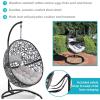 Sunnydaze Jackson Resin Wicker Hanging Egg Chair with Steel Stand – 265-Pound Weight Capacity – Includes Beige Cushions(Gray Cushions)