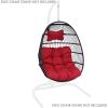 Sunnydaze Julia Hanging Egg Chair – Black Polyethylene Wicker Frame with Red Polyester Cushions – 44 Inches Tall(Red)