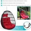 Sunnydaze Julia Hanging Egg Chair – Black Polyethylene Wicker Frame with Red Polyester Cushions – 44 Inches Tall(Red)