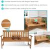 Sunnydaze Meranti Wood Outdoor Patio Bench with Built-in Pop-Up Table – Teak Oil Finish – 60-Inch