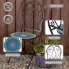 Sunnydaze Mosaic Tile Folding Bistro Chairs with Iron Frame – Set of 2 – Compact Folding Design – Black Frame with Scroll Back