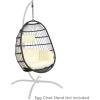 Sunnydaze Penelope Black Steel and Polyethylene Wicker Hanging Egg Chair with Cream Polyester Cushions – 45-Inch Tall(Cream Cushions)
