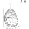 Sunnydaze Penelope Black Steel and Polyethylene Wicker Hanging Egg Chair with Cream Polyester Cushions – 45-Inch Tall(Cream Cushions)