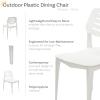 Sunnydaze Plastic Outdoor Dining Chair – Matisse Polypropylene All-Weather Patio Chair for The Kitchen, Porch, or Deck – White(White)