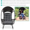 Sunnydaze Shaded Comfort Wicker Outdoor Egg Chair – Polyester Cushion and Steel Frame- 250-Pound Weight Capacity – Gray(Grey)
